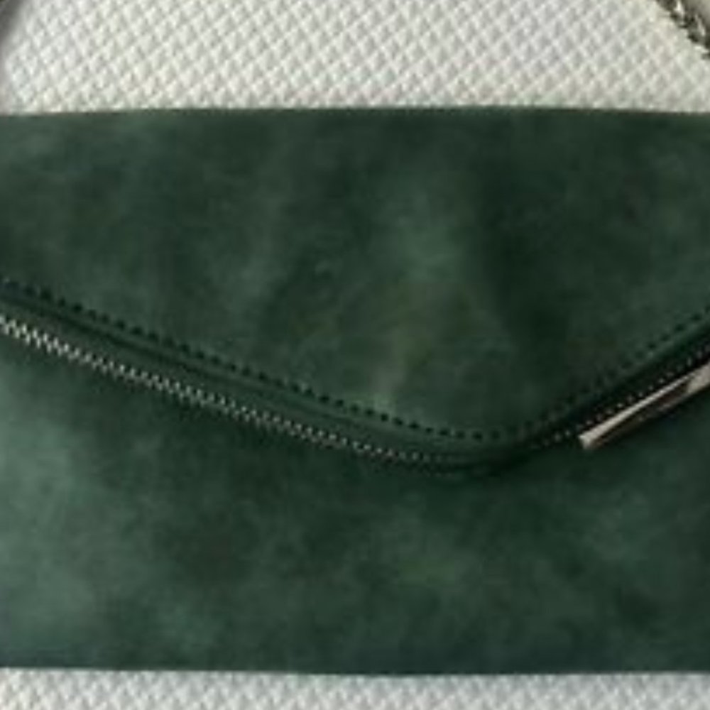 Free People Forest Green Suede Crossbody Clutch - Picture 2 of 3